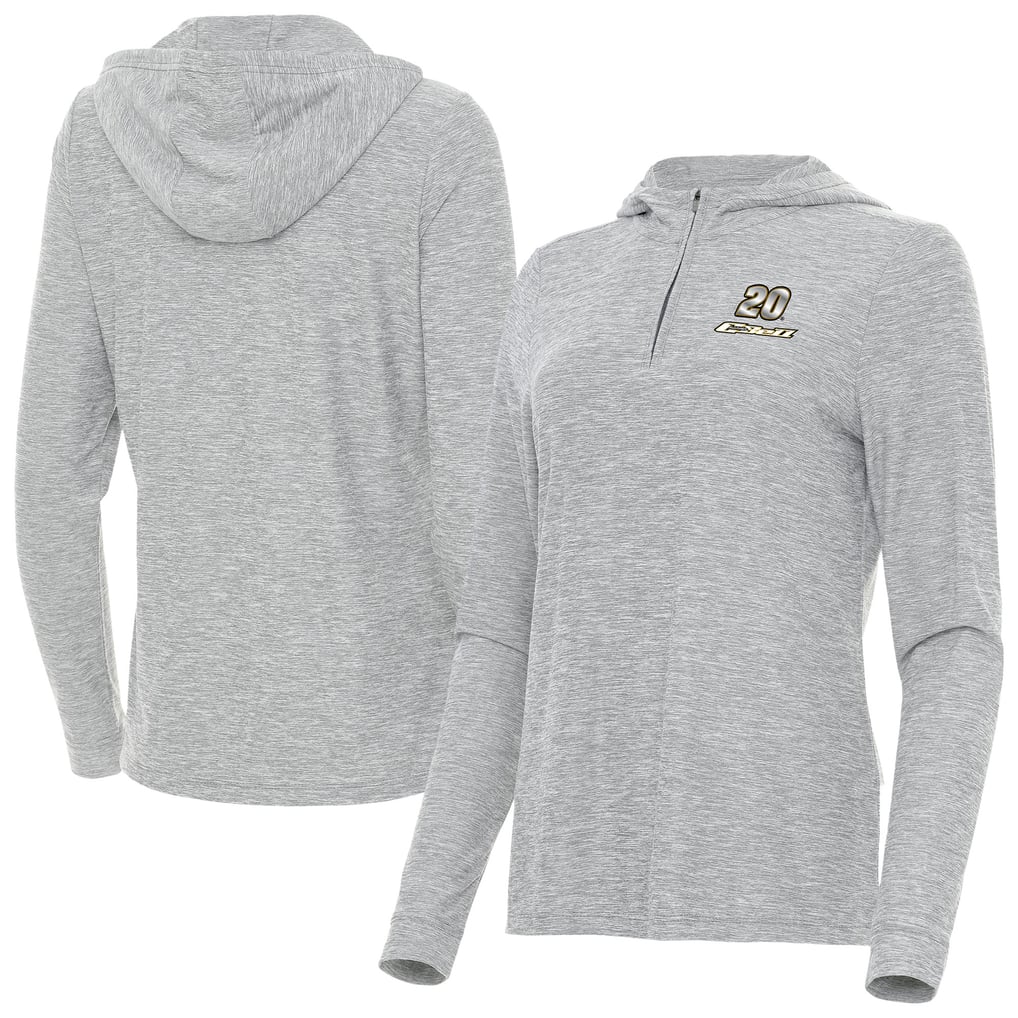  Christopher Bell Antigua Women's Daybreak Quarter-Zip Pullover Hoodie - Heather Gray